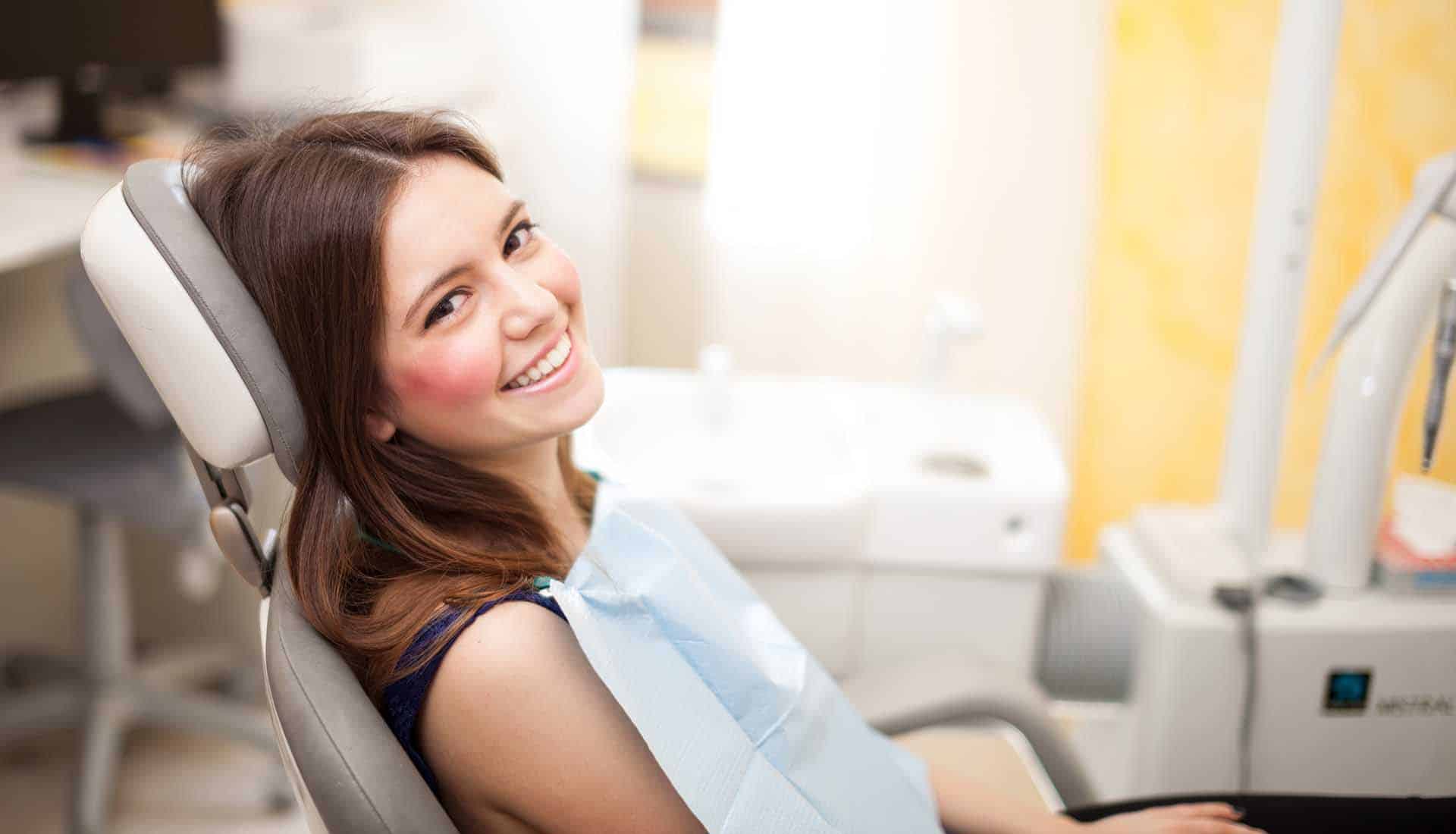 Woman waiting for a dental exam.